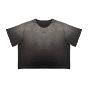 Light Tumble Monkey Wash Gradient Round Neck Cropped Short Sleeve T-Shirt
