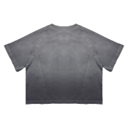 Light Tumble Monkey Wash Gradient Casual Loose Fit Top Crew Neck Cropped T-Shirt