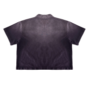 Light Tumble Monkey Wash Gradient Qipao Collar Short Sleeve Cropped T-Shirt