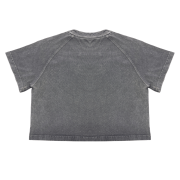 Snow Washed Round Neck Cropped Short Sleeve T-Shirt