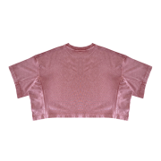 Snow Washed Casual Loose Fit Top Crew Neck Cropped T-Shirt