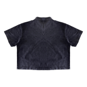 Inside-Out Tumble Washed Qipao Collar Short Sleeve Cropped T-Shirt