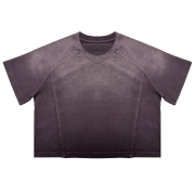 Light Tumble Monkey Wash Gradient Casual Loose Fit Top Crew Neck Cropped T-Shirt
