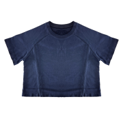 Inside-Out Tumble Washed Raglan Sleeve Round Neck Cropped T-Shirt