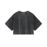 Inside-Out Tumble Washed Vintage Crew Neck Drop Shoulder Cropped T-Shirt