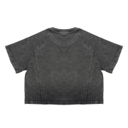 Snow Washed Raglan Sleeve Round Neck Cropped T-Shirt