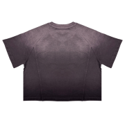 Light Tumble Monkey Wash Gradient Casual Loose Fit Top Crew Neck Cropped T-Shirt
