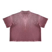 Light Tumble Monkey Wash Gradient Qipao Collar Short Sleeve Cropped T-Shirt