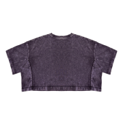 Snow Washed Casual Loose Fit Top Crew Neck Cropped T-Shirt