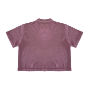 Snow Washed Qipao Collar Short Sleeve Cropped T-Shirt