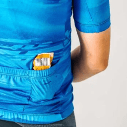 Reinforced stitching around cycling jersey pockets improving durability during frequent use and washing