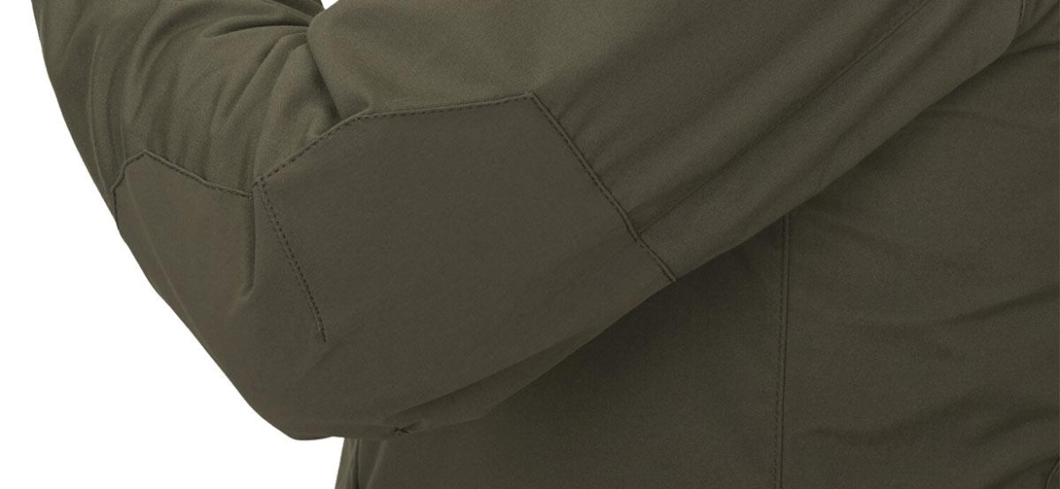Heavy-duty elbow reinforcement providing additional durability in high-wear areas of industrial jackets