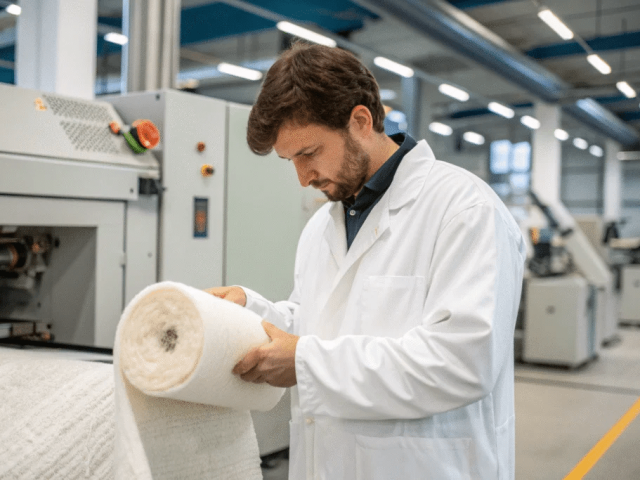 Professional quality inspection process ensuring insulation consistency and garment performance