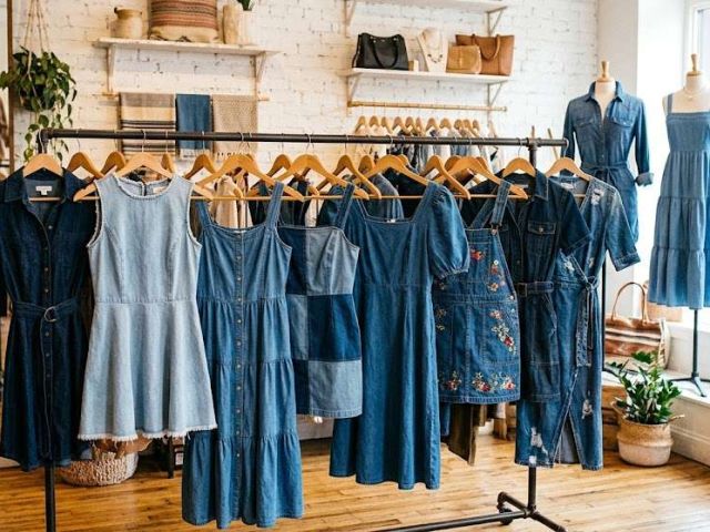 Full-cycle private label denim maxi dress customization
