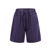 Snow Washed Dyed Loose Elastic Waist Casual Shorts