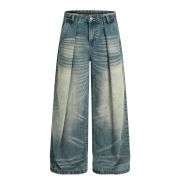 Vintage Whisker Pleat Baggy Jeans