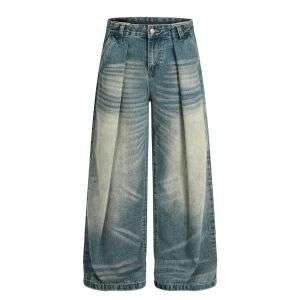 Vintage Whisker Pleat Baggy Jeans