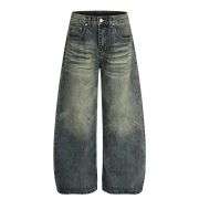 Vintage High Street Whisker Washed Loose Saber Jeans