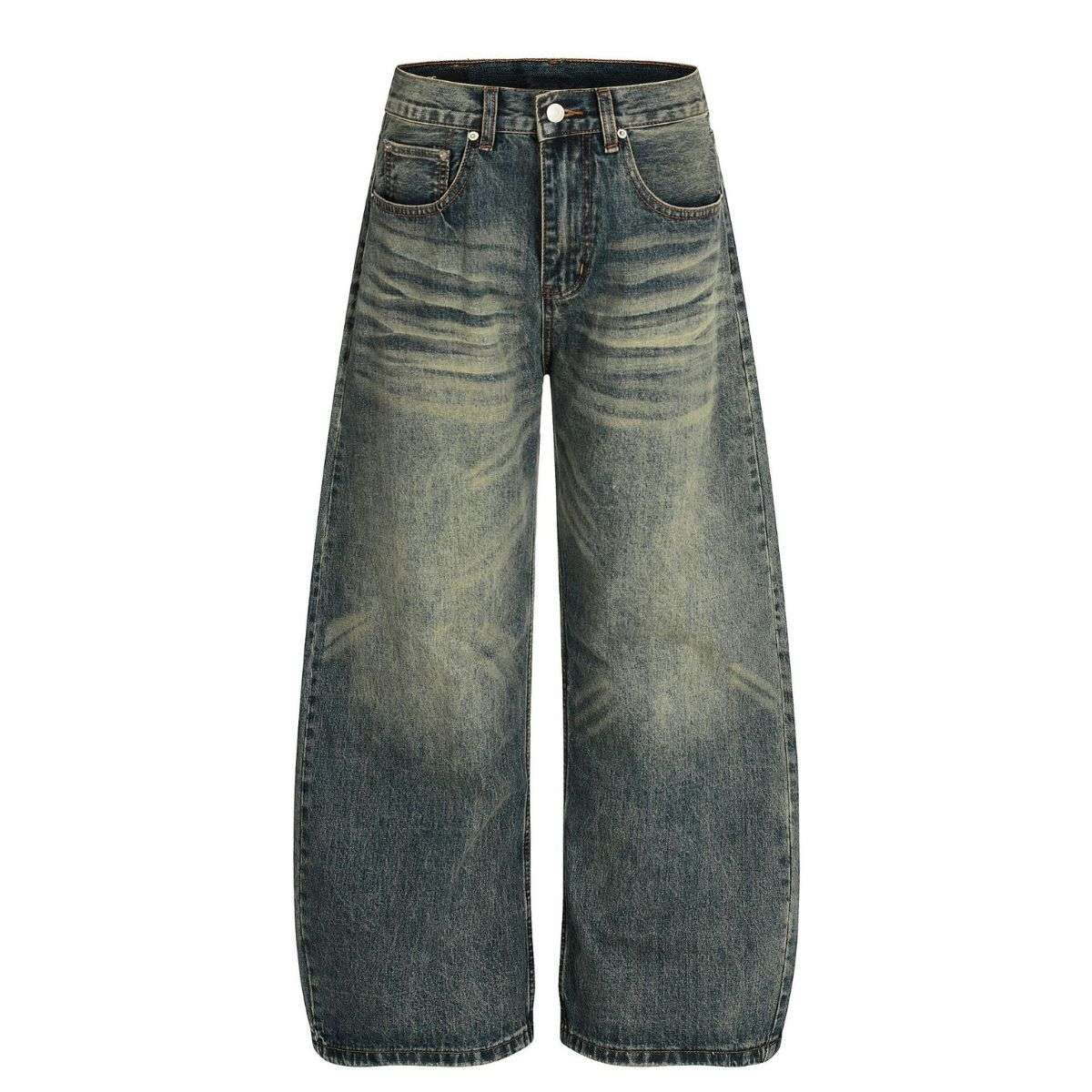 Vintage High Street Whisker Washed Loose Saber Jeans