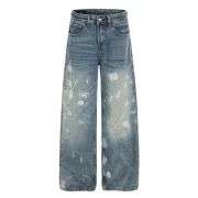 Vintage High Street Splatter Washed Saber Jeans