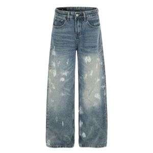 Vintage High Street Splatter Washed Saber Jeans