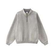 Vintage washed half-zip mock neck sweatshirt with oversized fit