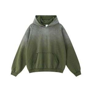 Distressed vintage washed hoodie with rugged oversized fit
