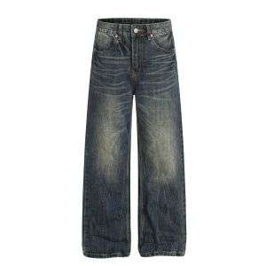 Vintage High Street Blue Whisker Baggy Jeans
