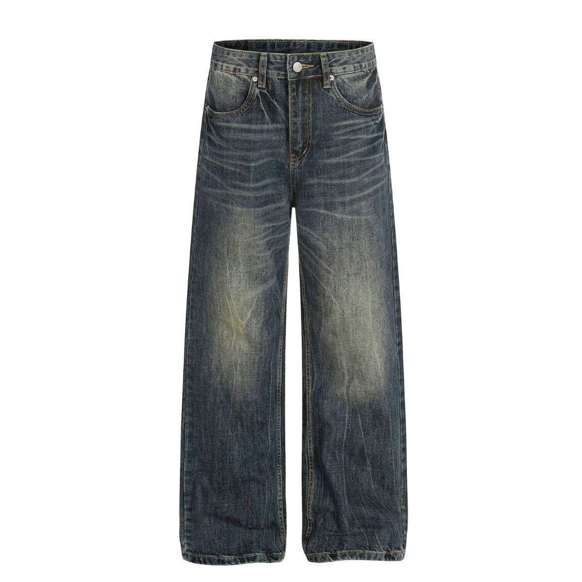 Vintage High Street Blue Whisker Baggy Jeans