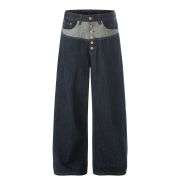 Vintage High Street Two-Tone Raw Saber Jeans