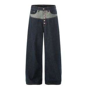 Vintage High Street Two-Tone Raw Saber Jeans