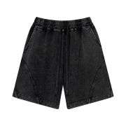 Snow Washed Webbing Stitching Loose Straight-Leg Casual Shorts