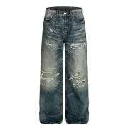 Vintage High Street Distressed Blue Saber Jeans