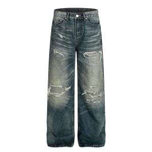 Vintage High Street Distressed Blue Saber Jeans