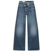 Vintage Streetwear Cross Waist Wide Leg Jeans