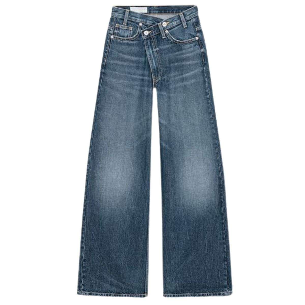 Vintage Streetwear Cross Waist Wide Leg Jeans