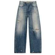 Vintage Streetwear Cuffed Waist Ripped Jeans