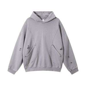 Heather grey studded hoodie