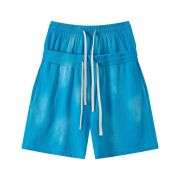 Vintage Washed Double Waistband High-Waisted Loose Casual Shorts