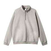 Cream mock neck half zip sweatshirt