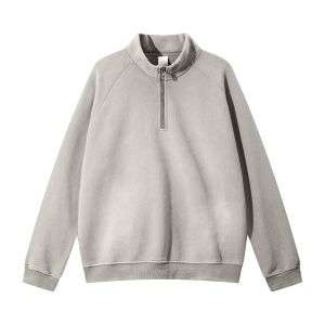 Cream mock neck half zip sweatshirt