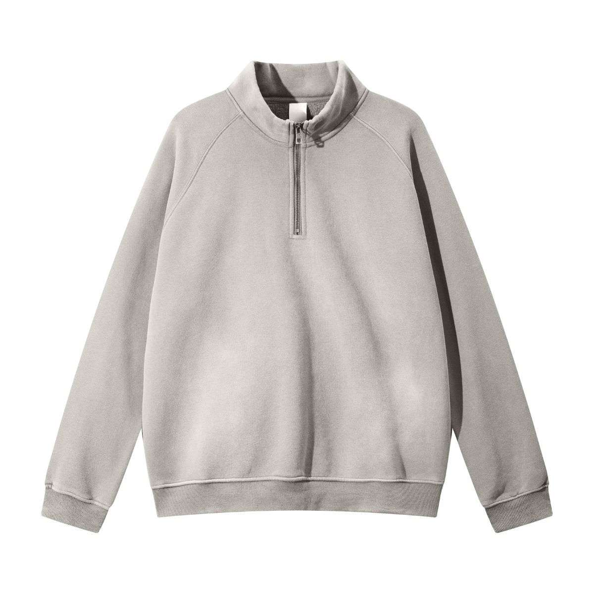 Cream mock neck half zip sweatshirt