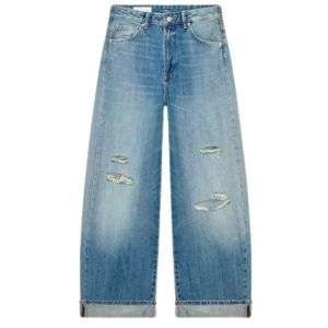 Vintage Streetwear Cuffed Hem Distressed Jeans