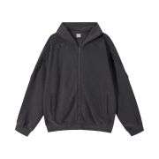Charcoal patchwork raw edge hoodie