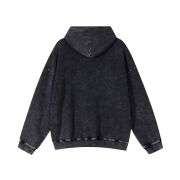 Black vintage washed patchwork hoodie