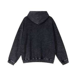 Black vintage washed patchwork hoodie