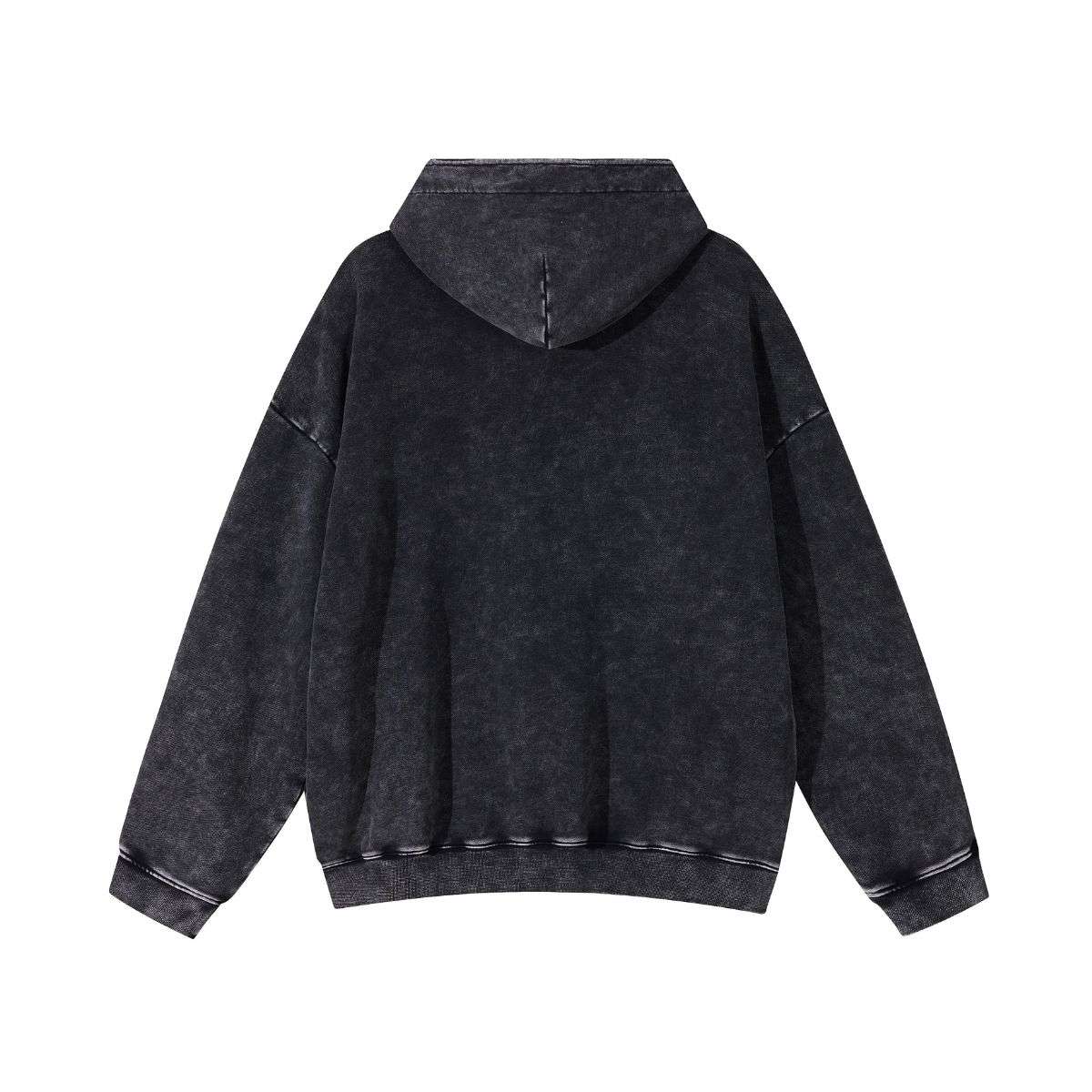 Black vintage washed patchwork hoodie