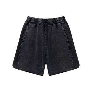 Vintage Wax-Dyed Washed Raw Edge Loose Shorts