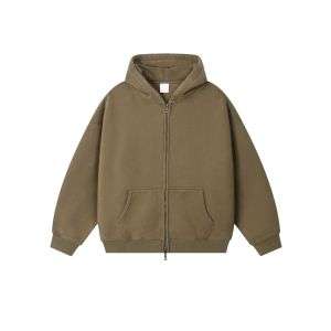 Khaki oversized fleece hoodie