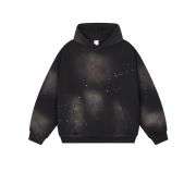 Black distressed washed hoodie